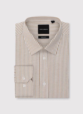 Beżowa koszula męska w paski