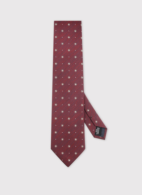 Bordowy krawat we wzór geometryczny