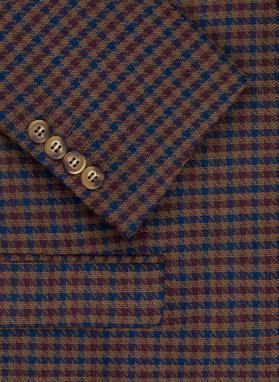 Brązowa marynarka w drobną kratę