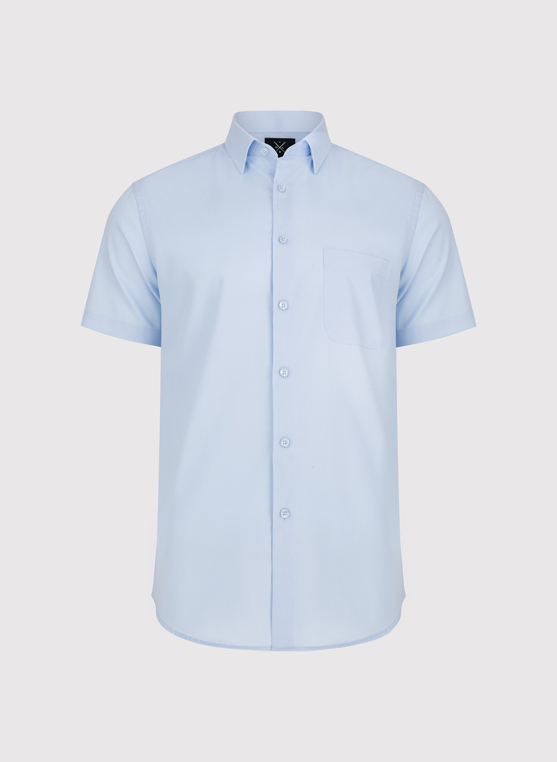 Niebieska koszula męska z krótkim rękawem