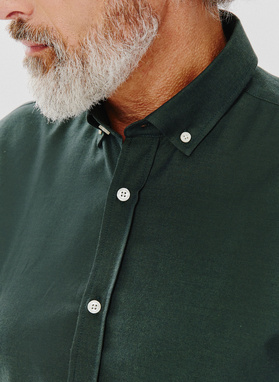Gładka koszula męska zielona długi rękaw