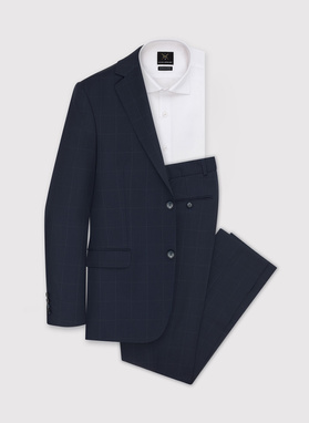 Wełniane spodnie garniturowe w kratę