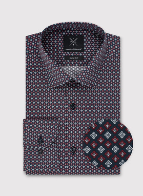 Męska koszula w bordowy mikrowzór