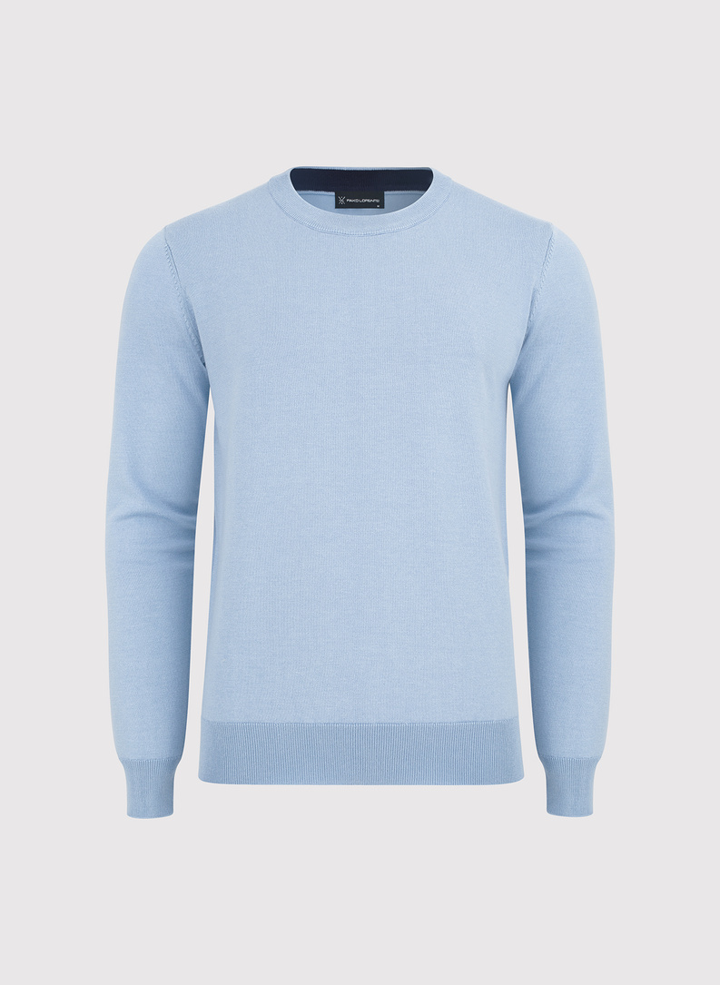 Niebieski sweter męski o-neck
