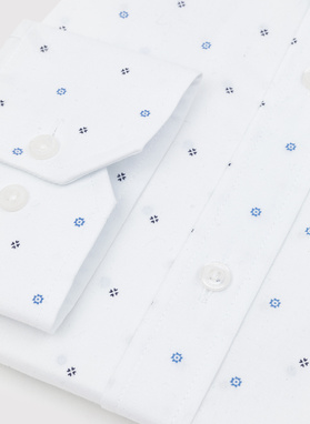 Męska biała koszula w mikrowzór