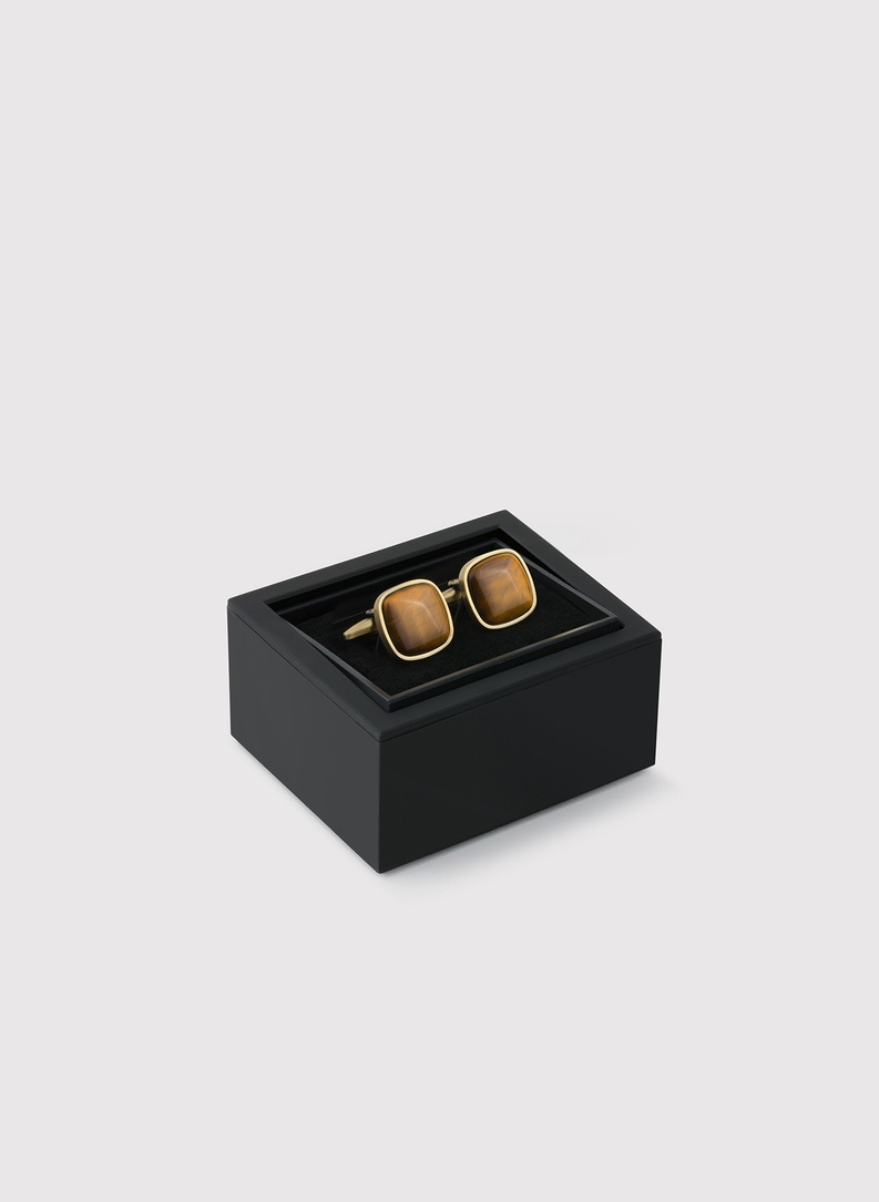 Brązowe kwadratowe spinki do mankietów