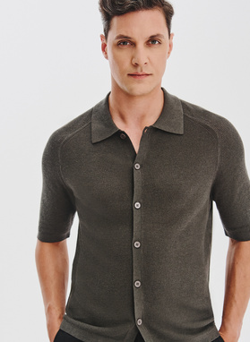 Zielone swetrowe polo z lnem