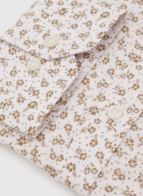 Biała koszula męska w kwiatowy beżowy print