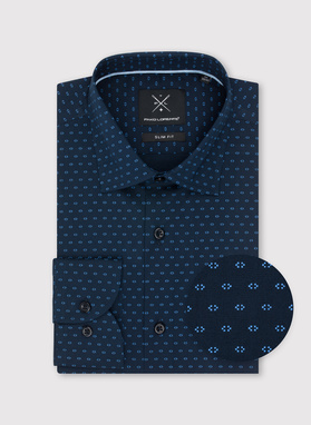 Granatowa koszula męska w mikrowzór