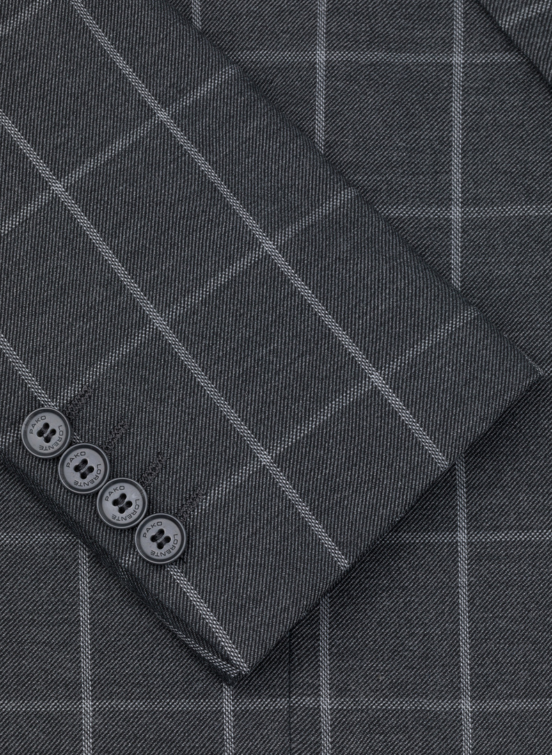 Casualowa szara marynarka w jasną kratę