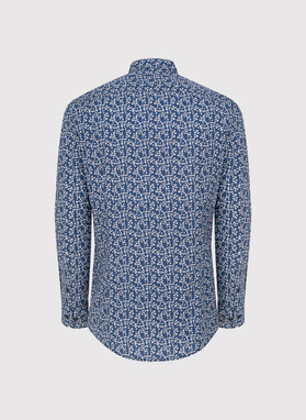 Granatowa koszula męska w kwiaty