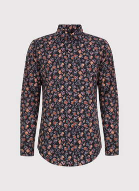 Czarna koszula męska w kwiaty