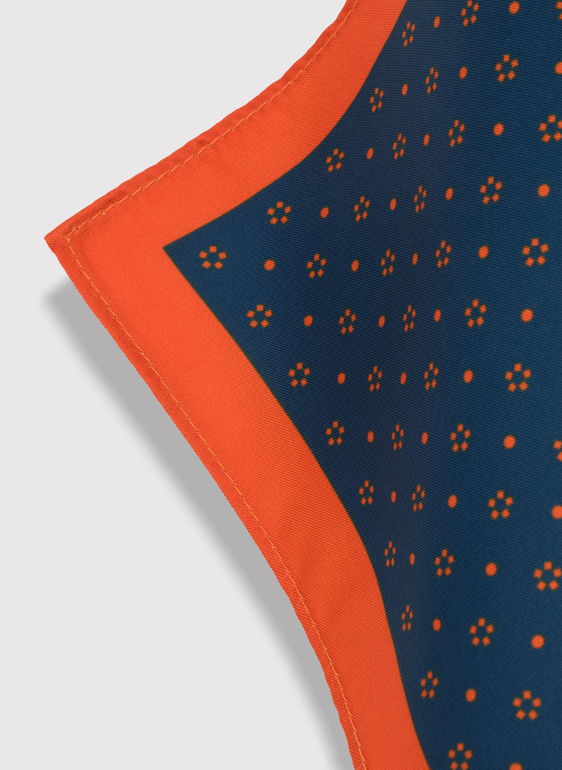 Granatowo-pomarańczowa wzorzysta poszetka