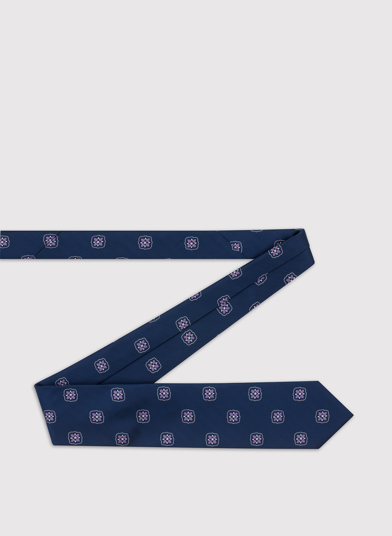 Granatowy wzorzysty krawat męski