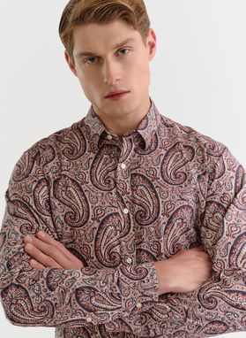 Męska bordowa koszula we wzór paisley