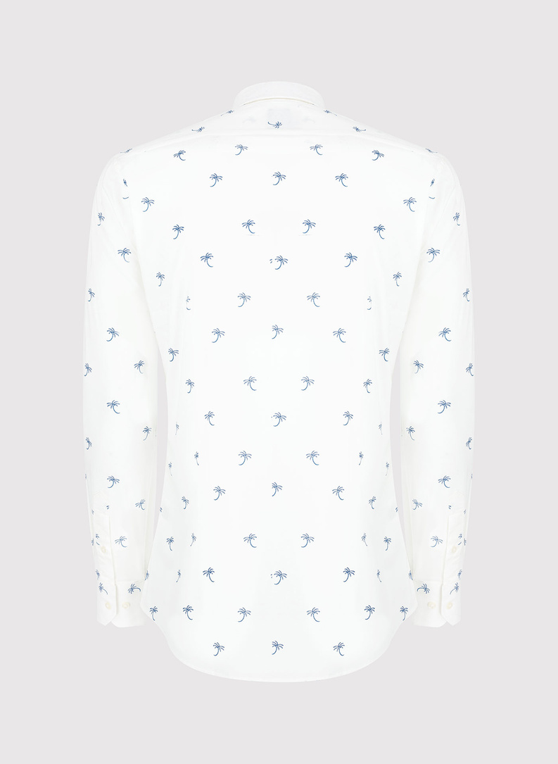 Biała męska koszula w palmy