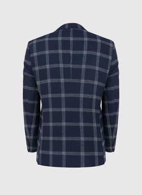 Granatowa marynarka casual w jasną kratkę