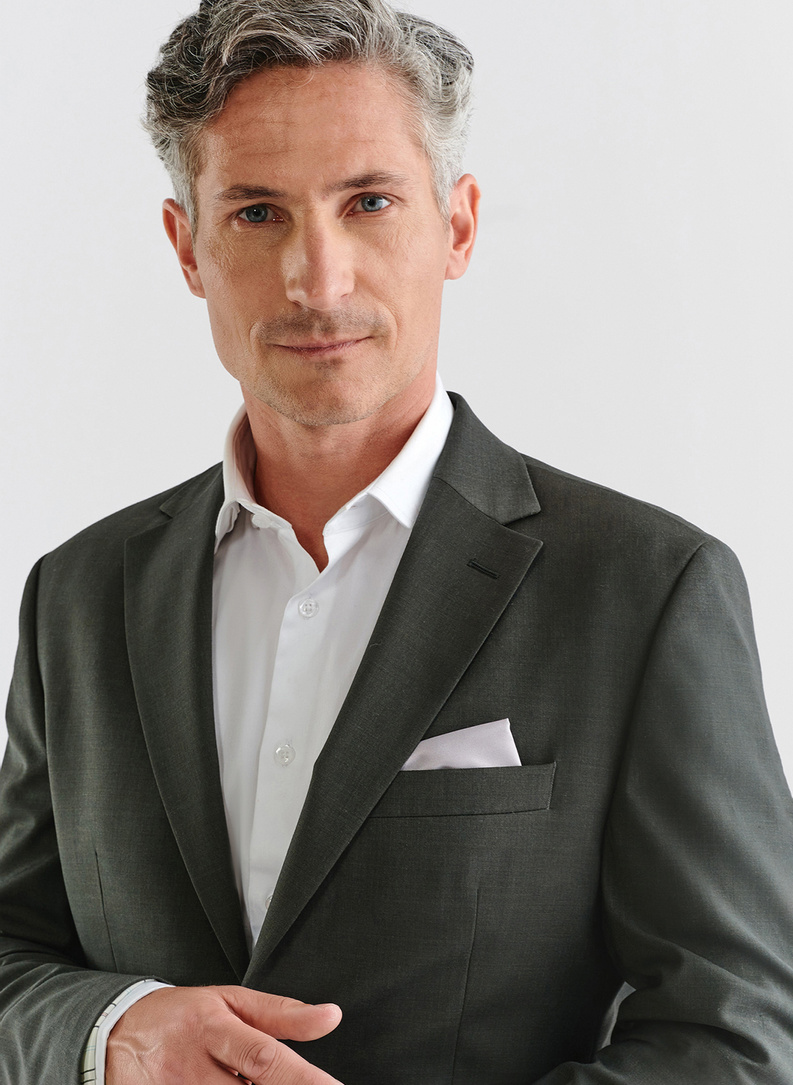 Ciemnozielony garnitur z wełną