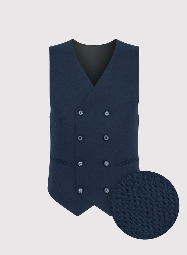 Granatowa dwurzędowa kamizelka męska 