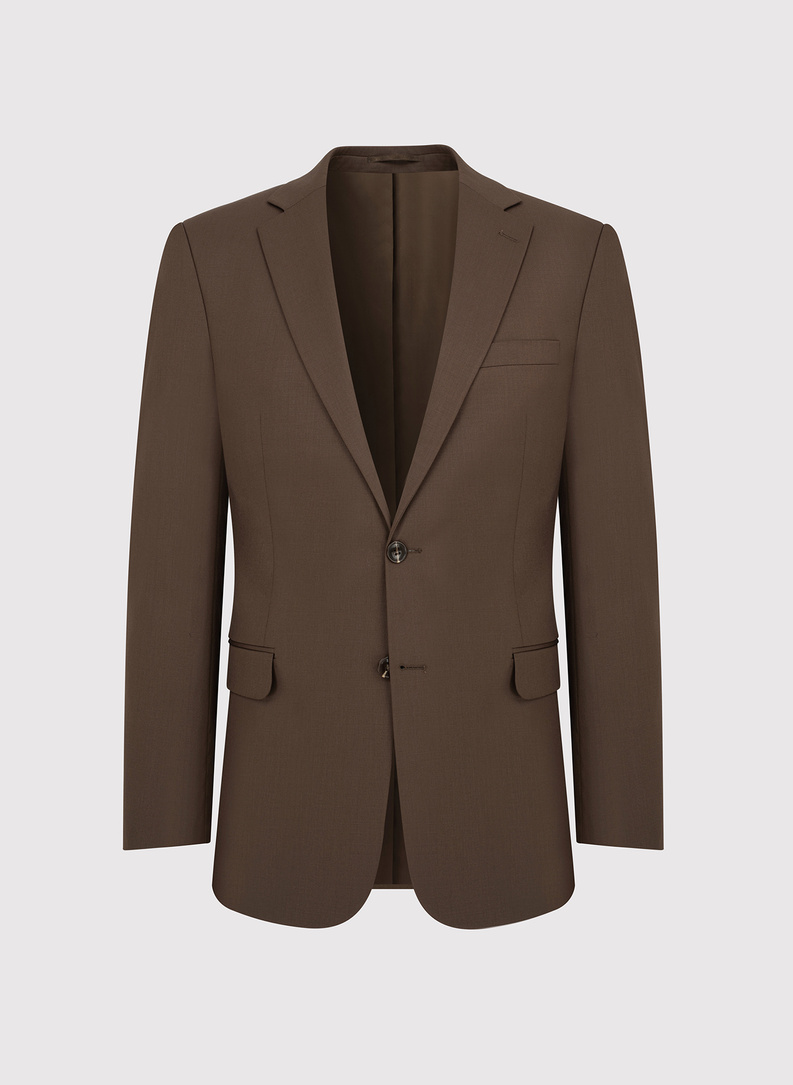 Dwuczęściowy brązowy garnitur męski