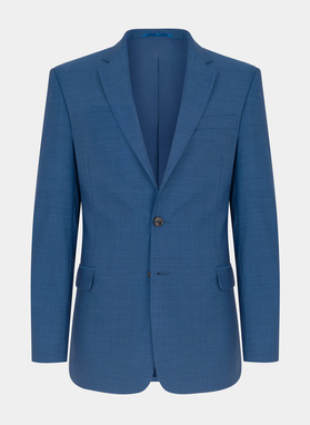 Wełniany niebieski garnitur męski