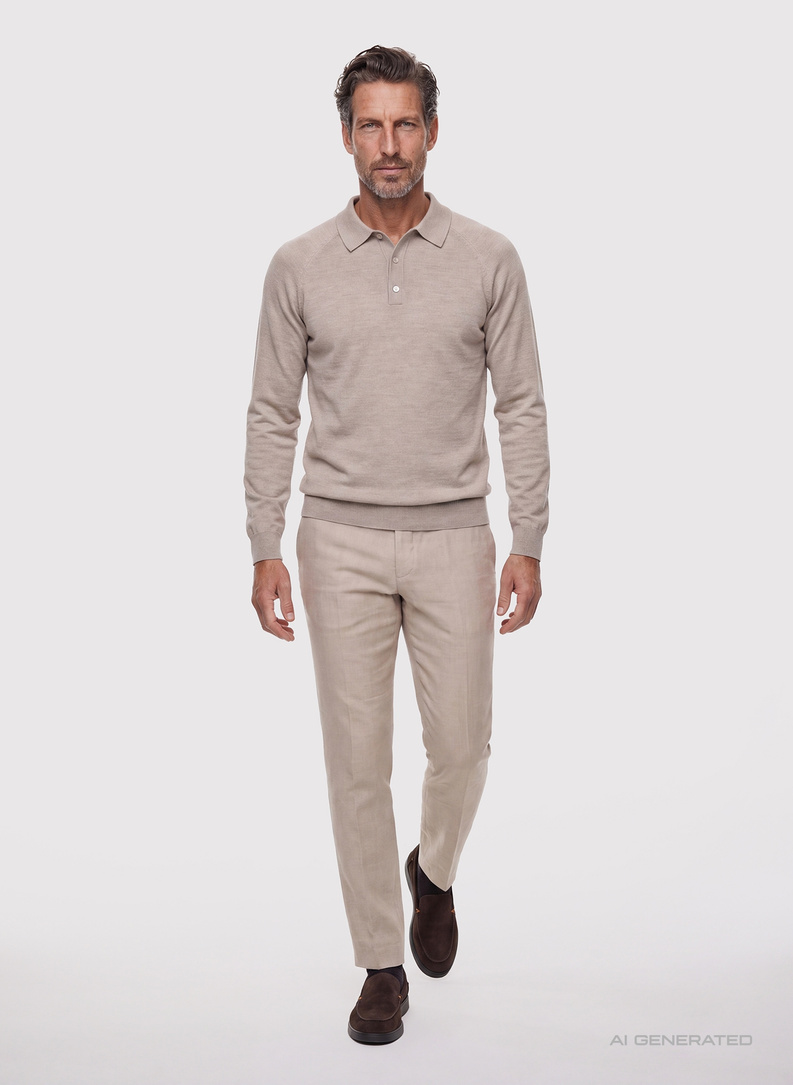 Męski sweter polo z wełną