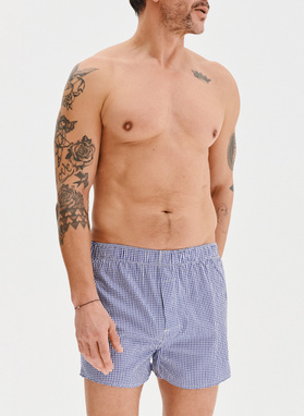 Zestaw bawełnianych bokserek męskich w drobną kratkę