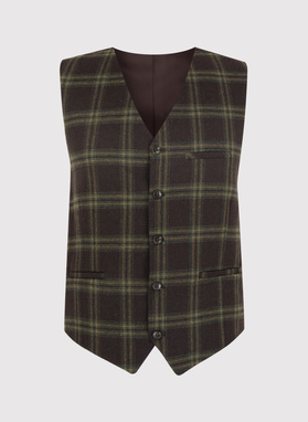 Brązowa kamizelka męska w kratę