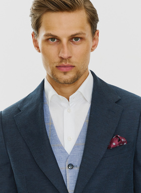 Granatowa marynarka z lnem