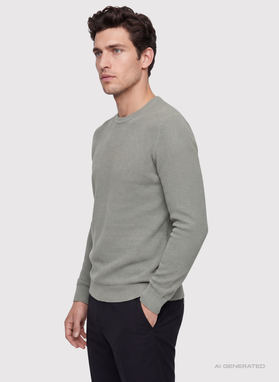 Szałwiowy sweter męski o-neck