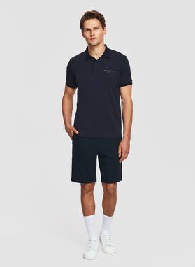 Granatowy bawełniany t-shirt polo