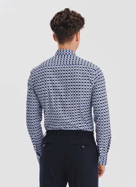 Kwiatowa koszula w kolorze granatowym