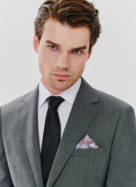 Dwuczęściowy gładki garnitur męski w kolorze szarym