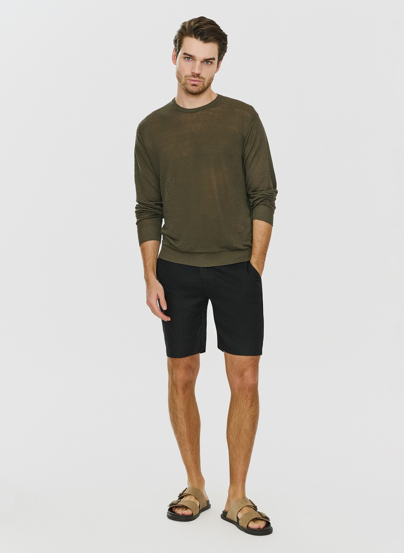 Zielony lniany sweter 