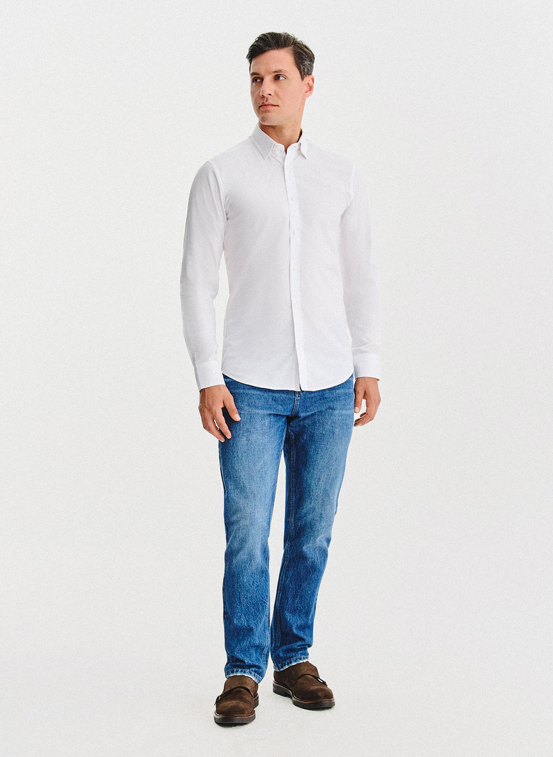 Biała bawełniana koszula męska