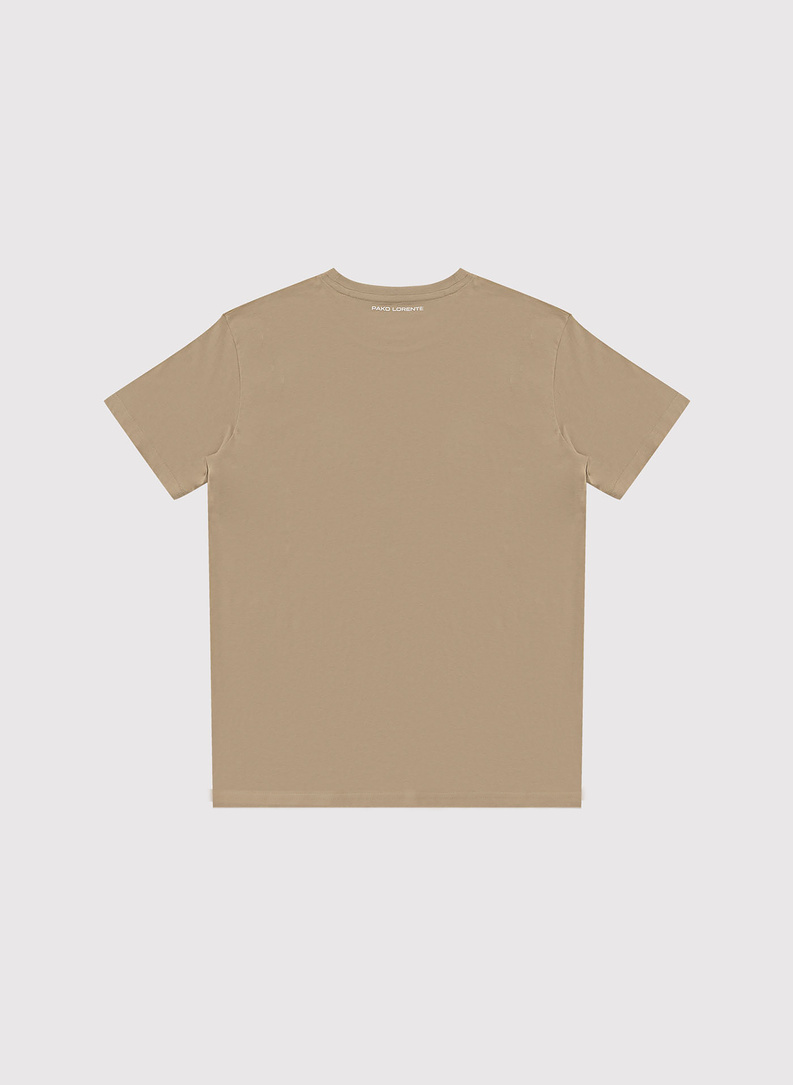Beżowy bawełniany t-shirt męski