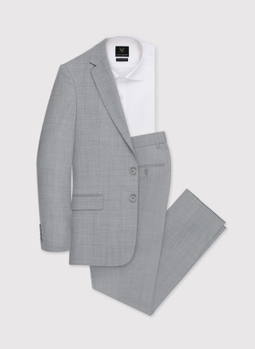 Szary garnitur męski w delikatną kratę