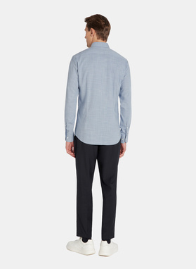 Granatowa koszula w drobną kratę