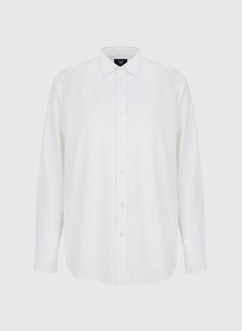 Biała koszula z lnu i bawełny