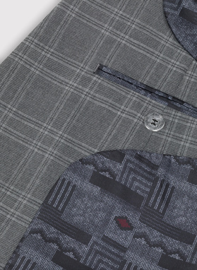 Szara marynarka garniturowa w kratkę