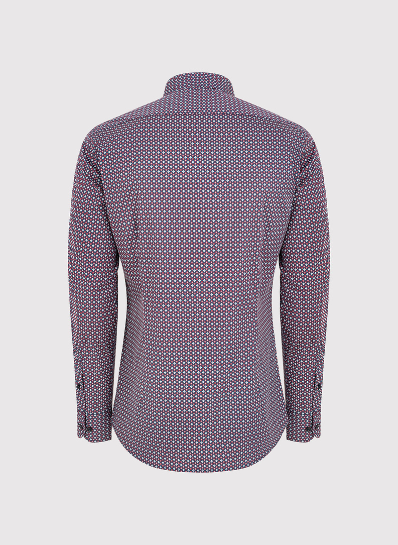 Męska koszula w bordowy mikrowzór