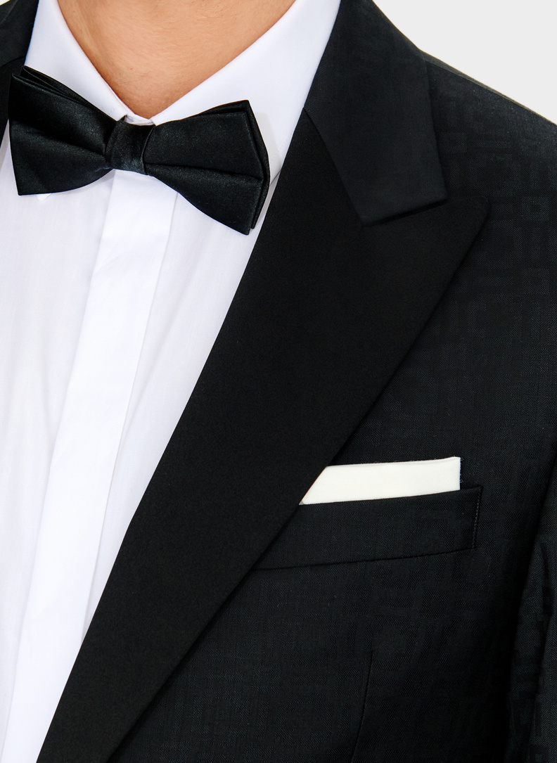 Ślubna żakardowa marynarka smokingowa w kolorze czarnym