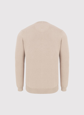 Beżowy sweter męski w serek