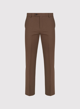Gładkie brązowe spodnie garniturowe