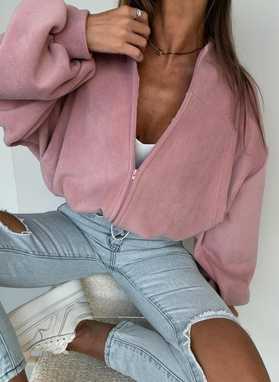 Bluza BOHO z polaru puder róż