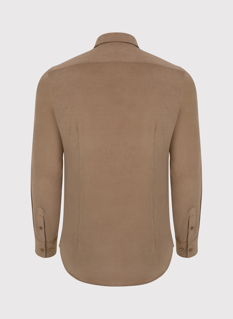 Sztruksowa koszula męska w kolorze beżowym