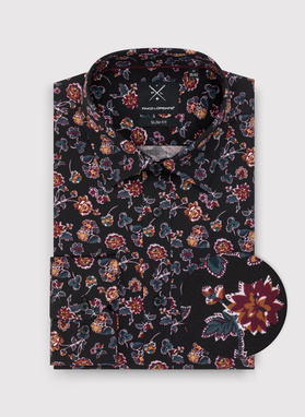 Czarna koszula męska w kwiaty