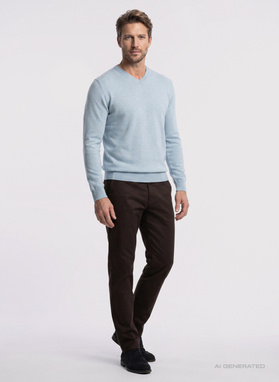 Niebieski sweter v-neck