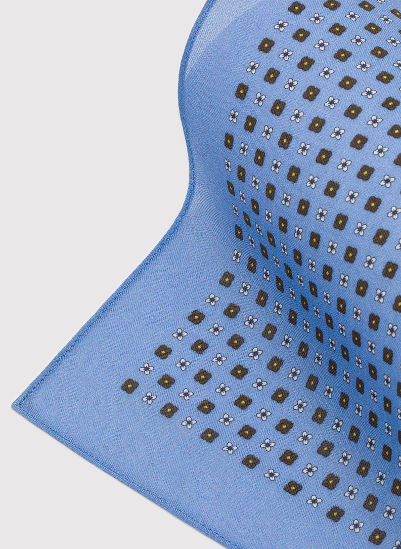 Niebieska poszetka męska w mikrowzór