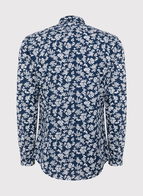 Granatowa koszula w białe kwiaty
